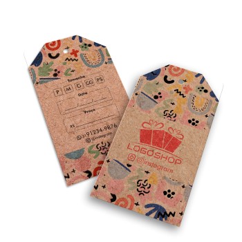 TAGS ESPECIAIS KRAFT 250G SEM VERNIZ 91X51MM Colorido frente e verso - 100 un.