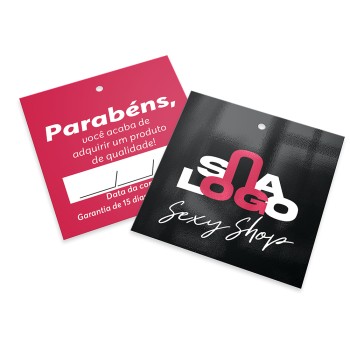 TAGS PADRÃO FURO COUCHÊ 250G VERNIZ UV TOTAL FRENTE 91X102MM Colorido frente e verso - 500 un.