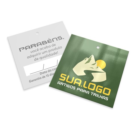 TAGS PADRÃO FURO COUCHÊ 250G VERNIZ UV TOTAL FRENTE 91X102MM Colorido frente e preto e branco verso - 3000 un.