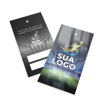 TAGS PADRÃO FURO COUCHÊ 250G VERNIZ UV TOTAL FRENTE 91X51MM Colorido frente e preto e branco verso - 1000 un.