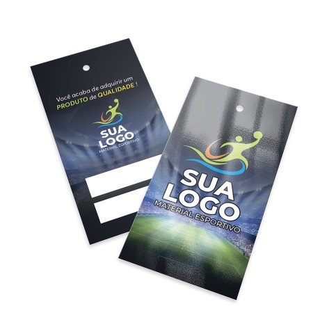 TAGS PADRÃO FURO COUCHÊ 250G VERNIZ UV TOTAL FRENTE 91X51MM Colorido frente e verso - 1000 un.