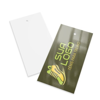 TAGS PADRÃO FURO COUCHÊ 250G VERNIZ UV TOTAL FRENTE 91X51MM Colorido frente - 3000 un.
