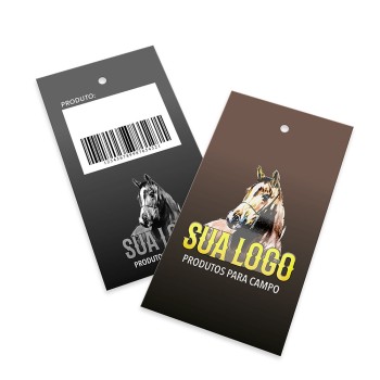TAGS PADRÃO FURO COUCHÊ 300G FOSCA VERNIZ LOCALIZADO FRENTE 91X51MM Colorido frente e preto e branco verso - 1000 un.