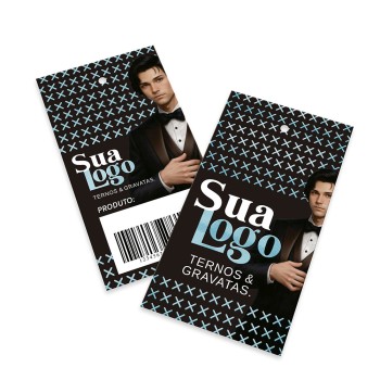 TAGS PADRÃO FURO COUCHÊ 300G LAM FOSCA E VERNIZ LOCALIZADO 91X51MM Colorido frente e verso - 500 un.