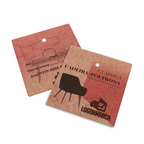 TAGS PADRÃO FURO KRAFT 250G SEM VERNIZ 45X51MM Colorido frente e verso - 100 un.
