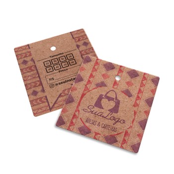 TAGS PADRÃO FURO KRAFT 250G SEM VERNIZ 45X51MM Colorido frente e verso - 50 un.