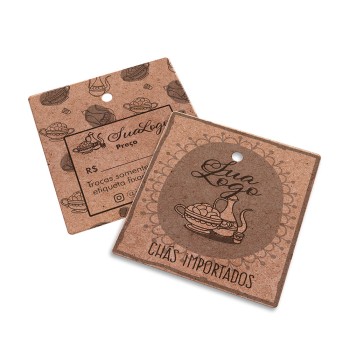 TAGS PADRÃO FURO KRAFT 250G SEM VERNIZ 45X51MM Preto e branco frente e verso - 100 un.