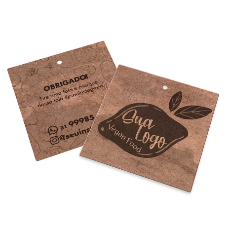 TAGS PADRÃO FURO KRAFT 250G SEM VERNIZ 91X102MM Preto e branco frente e verso - 250 un.