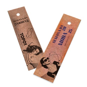 TAGS PADRÃO FURO KRAFT 250G SEM VERNIZ 91X25MM Colorido frente e preto e branco verso - 50 un.