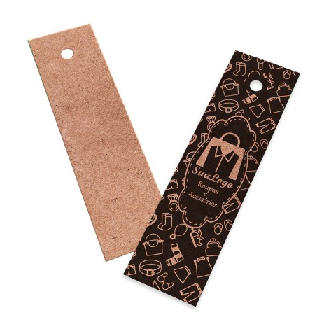 TAGS PADRÃO FURO KRAFT 250G SEM VERNIZ 91X25MM Preto e branco frente - 250 un.