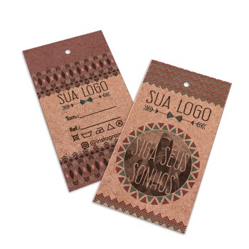 TAGS PADRÃO FURO KRAFT 250G SEM VERNIZ 91X51MM Colorido frente e verso - 100 un.