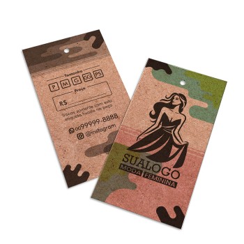 TAGS PADRÃO FURO KRAFT 250G SEM VERNIZ 91X51MM Colorido frente e preto e branco verso - 250 un.