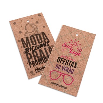 TAGS PADRÃO FURO KRAFT 250G SEM VERNIZ 91X51MM Colorido frente e preto e branco verso - 50 un.