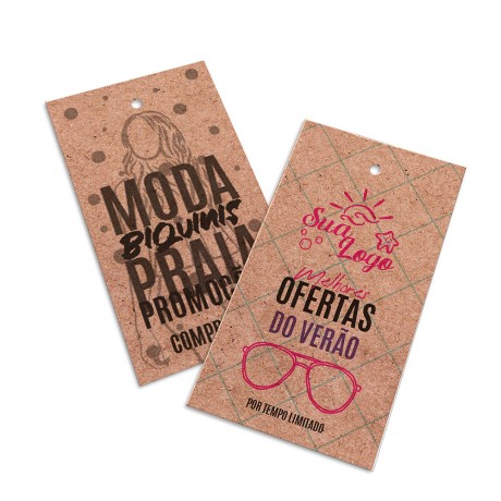 TAGS PADRÃO FURO KRAFT 250G SEM VERNIZ 91X51MM Colorido frente e preto e branco verso - 50 un.