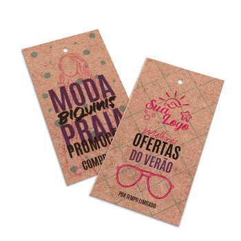 TAGS PADRÃO FURO KRAFT 250G SEM VERNIZ 91X51MM Colorido frente e verso - 50 un.