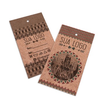 TAGS PADRÃO FURO KRAFT 250G SEM VERNIZ 91X51MM Colorido frente e preto e branco verso - 100 un.
