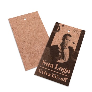TAGS PADRÃO FURO KRAFT 250G SEM VERNIZ 91X51MM Preto e branco frente - 100 un.
