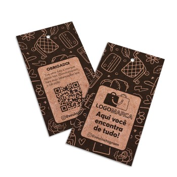 TAGS PADRÃO FURO KRAFT 250G SEM VERNIZ 91X51MM Preto e branco frente e verso - 50 un.