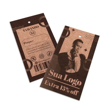 TAGS PADRÃO FURO KRAFT 250G SEM VERNIZ 91X51MM Preto e branco frente e verso - 100 un.
