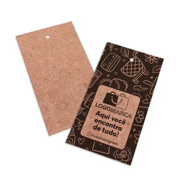 TAGS PADRÃO FURO KRAFT 250G SEM VERNIZ 91X51MM Preto e branco frente - 50 un.