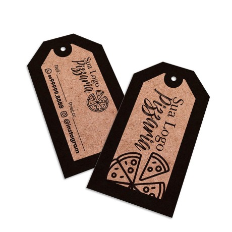 TAGS TAGS ESPECIAIS KRAFT 250G SEM LAMINAÇÃO E SEM VERNIZ SEM VERNIZ 91X51MM Preto e branco frente e verso - 500 un.