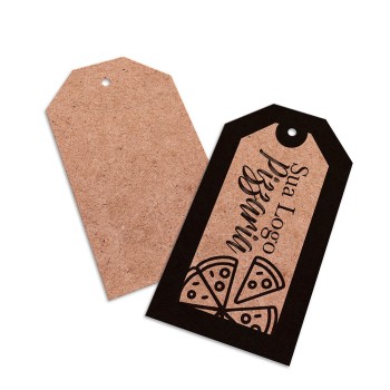 TAGS TAGS ESPECIAIS KRAFT 250G SEM LAMINAÇÃO E SEM VERNIZ SEM VERNIZ 91X51MM Preto e branco frente - 500 un.