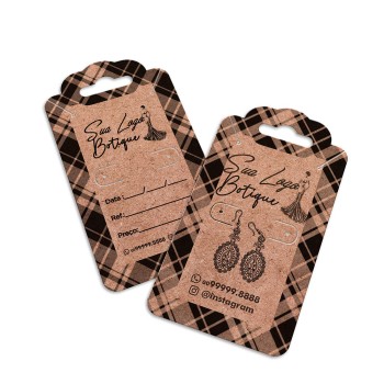 TAGS TAGS ESPECIAIS KRAFT 250G SEM LAMINAÇÃO E SEM VERNIZ SEM VERNIZ 91X51MM Preto e branco frente e verso - 2000 un.
