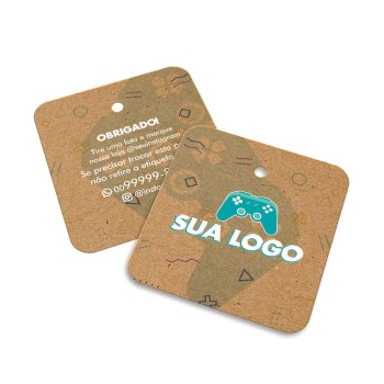 TAGS TAGS ESPECIAIS KRAFT 250G SEM LAMINAÇÃO E SEM VERNIZ SEM VERNIZ COM TINTA BRANCA 45X51MM Colorido frente e verso - 50 un.