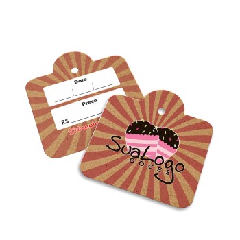 TAGS TAGS ESPECIAIS KRAFT 250G SEM LAMINAÇÃO E SEM VERNIZ SEM VERNIZ COM TINTA BRANCA 45X51MM Colorido frente e verso - 100 un.