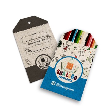 TAGS TAGS ESPECIAIS RECICLATO 250G SEM LAMINAÇÃO E SEM VERNIZ SEM VERNIZ 91X51MM Colorido frente e preto e branco verso - 2000 un.