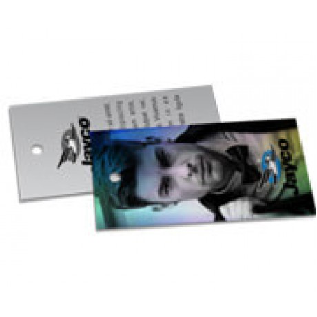 TAGS PADRÃO FURO COUCHÊ 300G FOSCA VERNIZ LOCALIZADO FRENTE 91X51MM Colorido frente e preto e branco verso - 500 un.