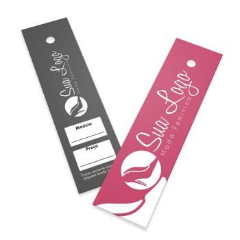 TAGS TAGS PADRÃO FURO COUCHÊ 300G SEM LAMINAÇÃO E SEM VERNIZ SEM VERNIZ 91X25MM Colorido frente e preto e branco verso - 50 un.