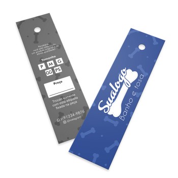 TAGS TAGS PADRÃO FURO COUCHÊ 300G SEM LAMINAÇÃO E SEM VERNIZ SEM VERNIZ 91X25MM Colorido frente e preto e branco verso - 250 un.