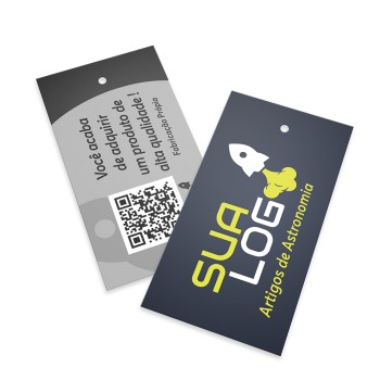 TAGS TAGS PADRÃO FURO COUCHÊ 300G SEM LAMINAÇÃO E SEM VERNIZ SEM VERNIZ 91X51MM Colorido frente e preto e branco verso - 50 un.