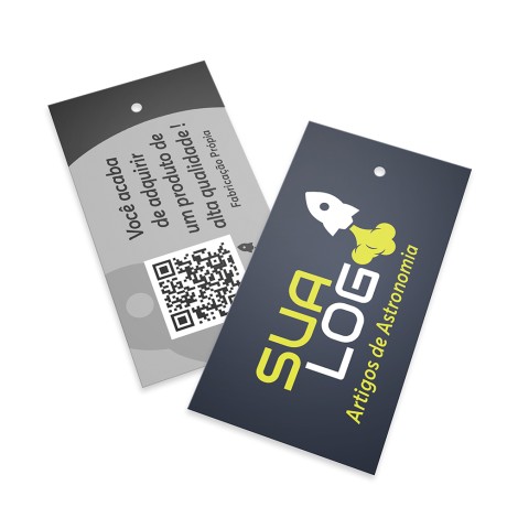 TAGS TAGS PADRÃO FURO COUCHÊ 300G SEM LAMINAÇÃO E SEM VERNIZ SEM VERNIZ 91X51MM Colorido frente e preto e branco verso - 50 un.