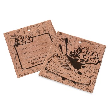 TAGS TAGS PADRÃO FURO KRAFT 250G SEM LAMINAÇÃO E SEM VERNIZ SEM VERNIZ 91X102MM Preto e branco frente e verso - 500 un.