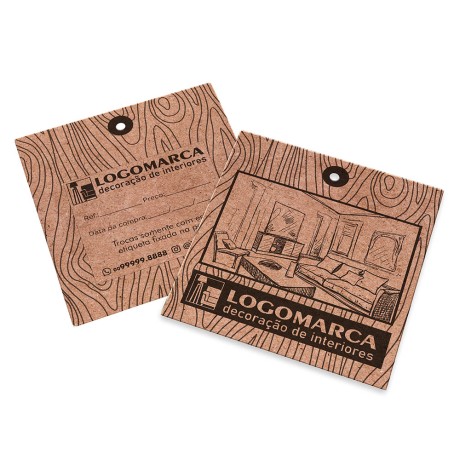 TAGS TAGS PADRÃO FURO KRAFT 250G SEM LAMINAÇÃO E SEM VERNIZ SEM VERNIZ 91X102MM Preto e branco frente e verso - 1000 un.