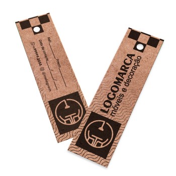 TAGS TAGS PADRÃO FURO KRAFT 250G SEM LAMINAÇÃO E SEM VERNIZ SEM VERNIZ 91X25MM Preto e branco frente e verso - 1000 un.