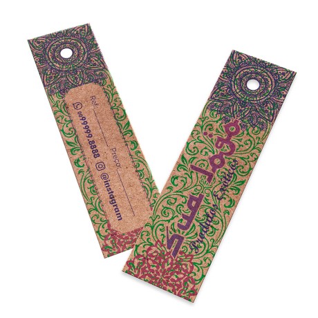 TAGS TAGS PADRÃO FURO KRAFT 250G SEM LAMINAÇÃO E SEM VERNIZ SEM VERNIZ 91X25MM Colorido frente e verso - 1000 un.