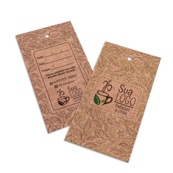 TAGS TAGS PADRÃO FURO KRAFT 250G SEM LAMINAÇÃO E SEM VERNIZ SEM VERNIZ 91X51MM Colorido frente e preto e branco verso - 1000 un.