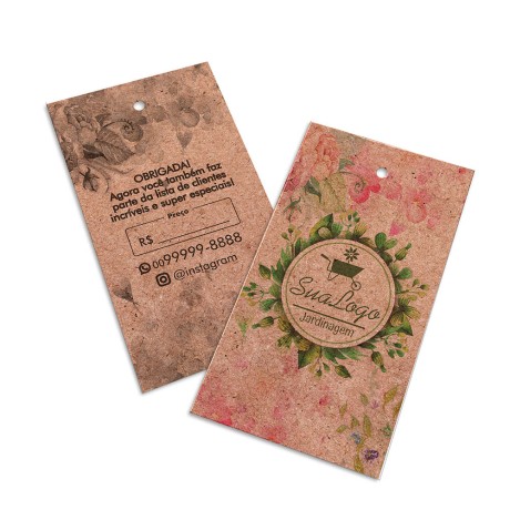 TAGS TAGS PADRÃO FURO KRAFT 250G SEM LAMINAÇÃO E SEM VERNIZ SEM VERNIZ 91X51MM Colorido frente e preto e branco verso - 3000 un.