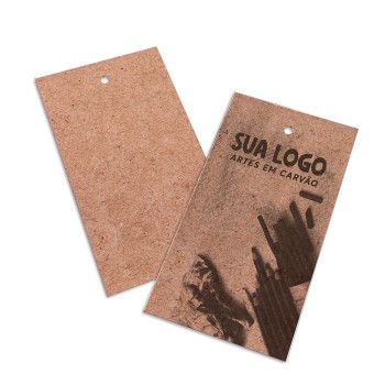 TAGS TAGS PADRÃO FURO KRAFT 250G SEM LAMINAÇÃO E SEM VERNIZ SEM VERNIZ 91X51MM Preto e branco frente - 5000 un.