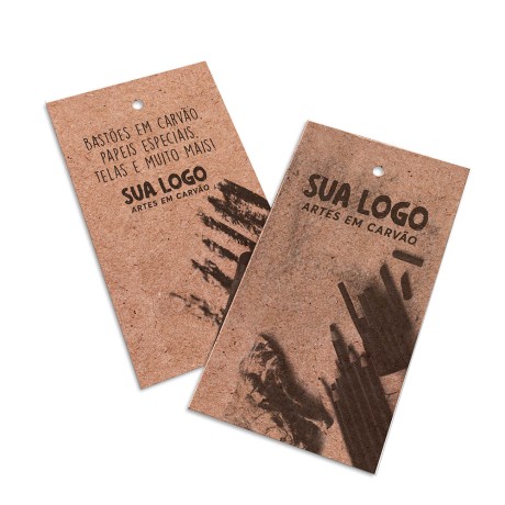 TAGS TAGS PADRÃO FURO KRAFT 250G SEM LAMINAÇÃO E SEM VERNIZ SEM VERNIZ 91X51MM Preto e branco frente e verso - 5000 un.