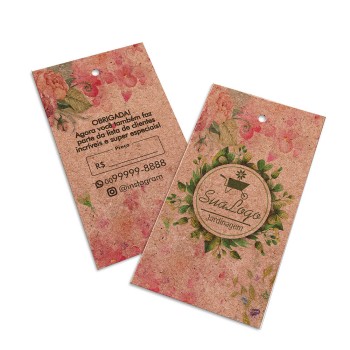 TAGS TAGS PADRÃO FURO KRAFT 250G SEM LAMINAÇÃO E SEM VERNIZ SEM VERNIZ 91X51MM Colorido frente e verso - 3000 un.