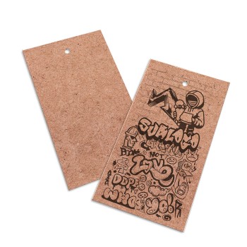 TAGS TAGS PADRÃO FURO KRAFT 250G SEM LAMINAÇÃO E SEM VERNIZ SEM VERNIZ 91X51MM Preto e branco frente - 1000 un.