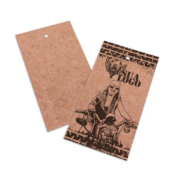 TAGS TAGS PADRÃO FURO KRAFT 250G SEM LAMINAÇÃO E SEM VERNIZ SEM VERNIZ 91X51MM Preto e branco frente - 500 un.