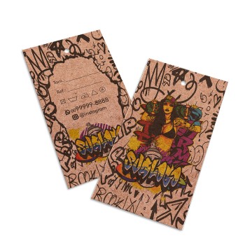 TAGS TAGS PADRÃO FURO KRAFT 250G SEM LAMINAÇÃO E SEM VERNIZ SEM VERNIZ 91X51MM Colorido frente e verso - 2000 un.