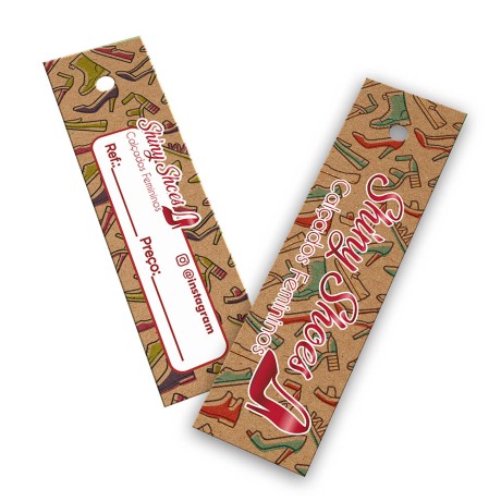 TAGS TAGS PADRÃO FURO KRAFT 250G SEM LAMINAÇÃO E SEM VERNIZ SEM VERNIZ COM TINTA BRANCA 91X25MM