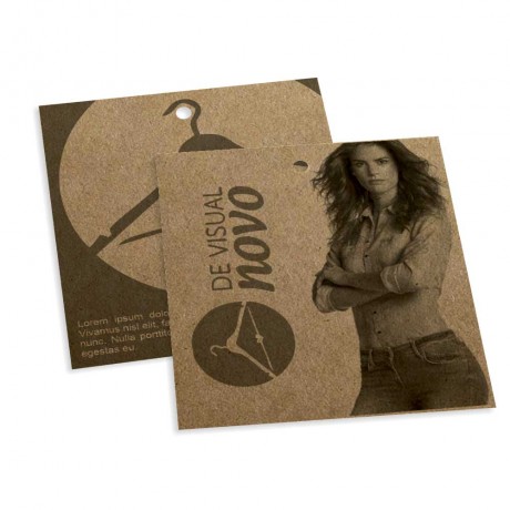TAGS PADRÃO FURO KRAFT 250G SEM VERNIZ 91X102MM Preto e branco frente e verso - 50 un.