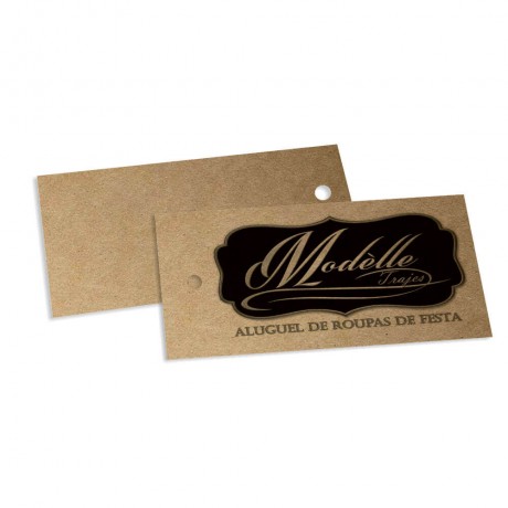 TAGS TAGS PADRÃO FURO KRAFT 250G SEM VERNIZ 91X51MM Preto e branco frente - 500 un.